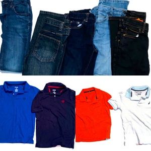 Little Boys Size 10 /Medium Clothing 9pcs Lot Jeans Polo shirts Nautica Chaps TH